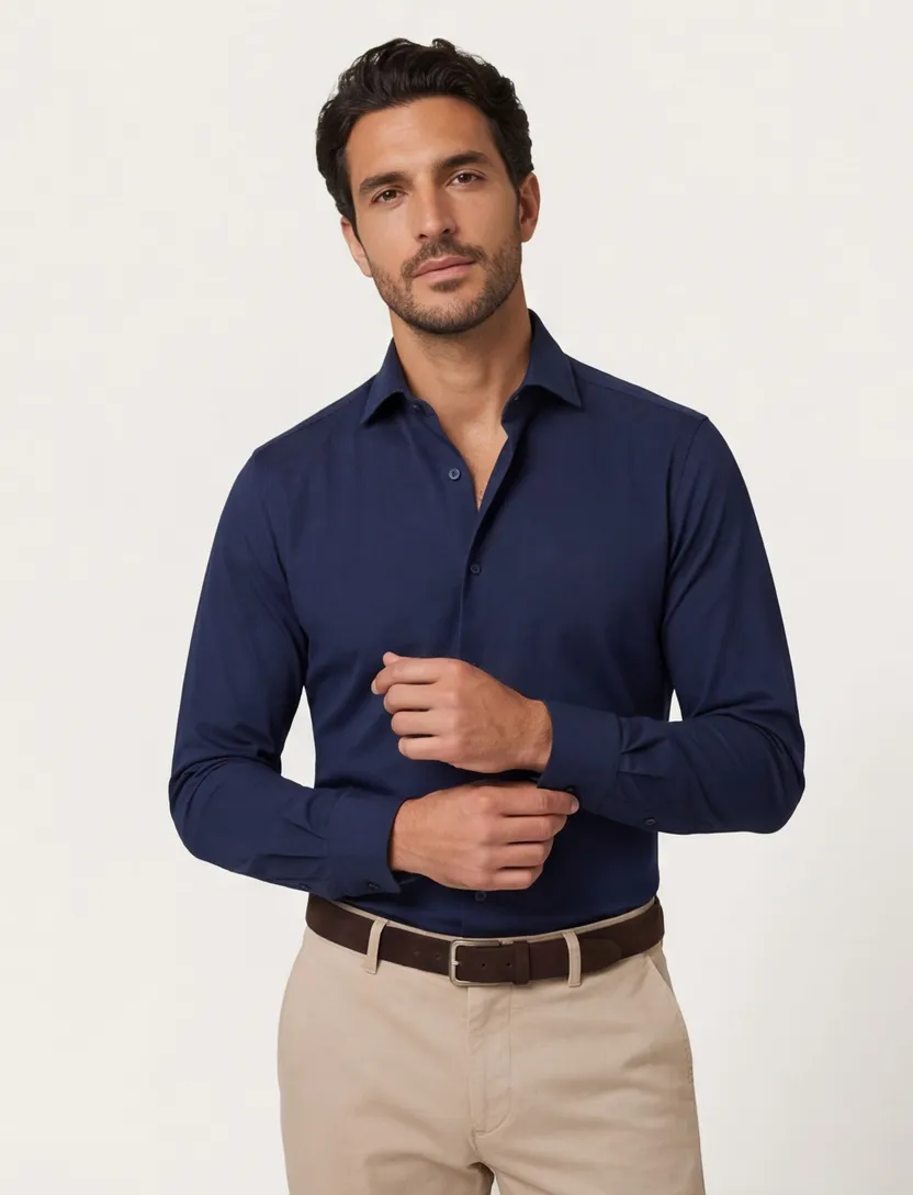 Olymp overhemd donkerblauw katoen level 5 24/seven