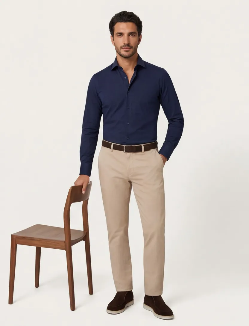 Olymp overhemd donkerblauw katoen level 5 24/seven