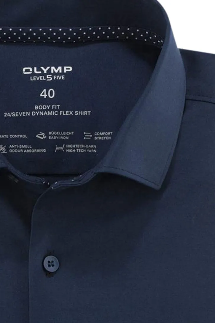 Olymp overhemd donkerblauw katoen level 5 24/seven