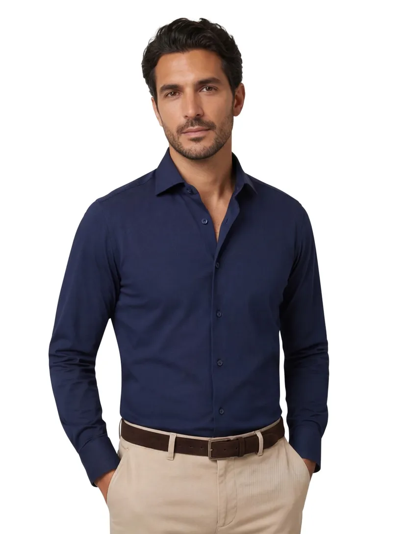 Olymp overhemd donkerblauw katoen level 5 24/seven