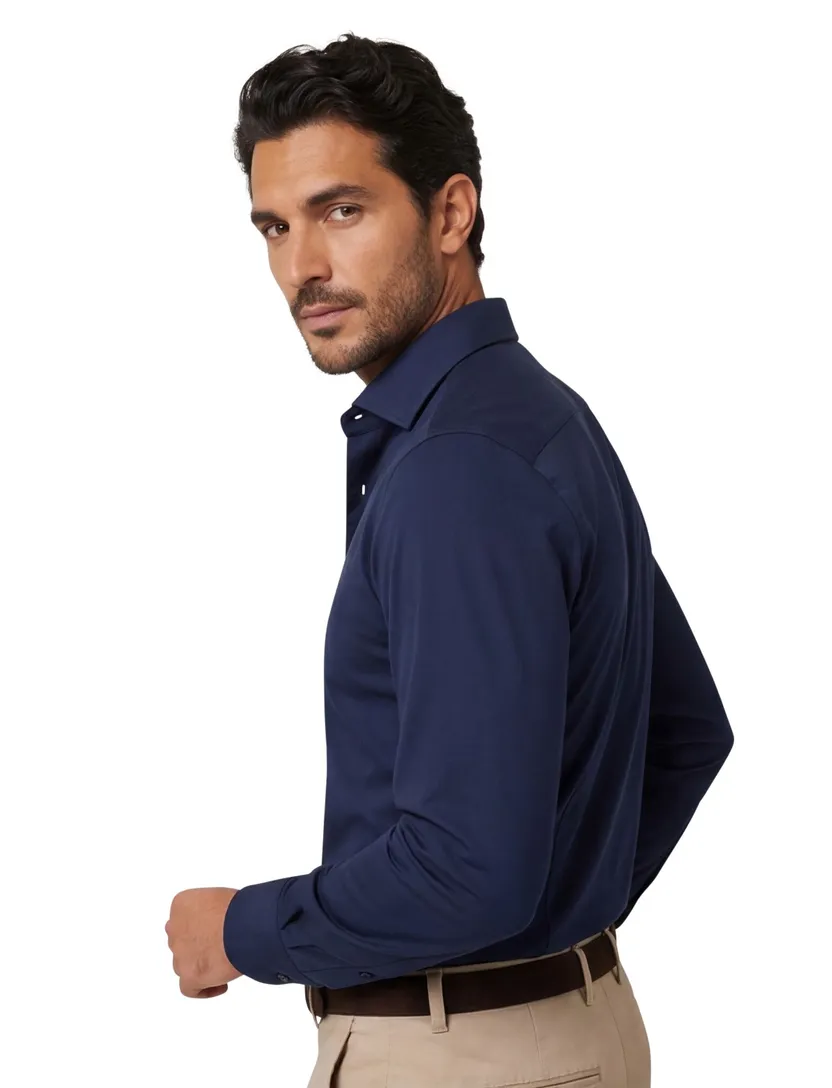 Olymp overhemd donkerblauw katoen level 5 24/seven