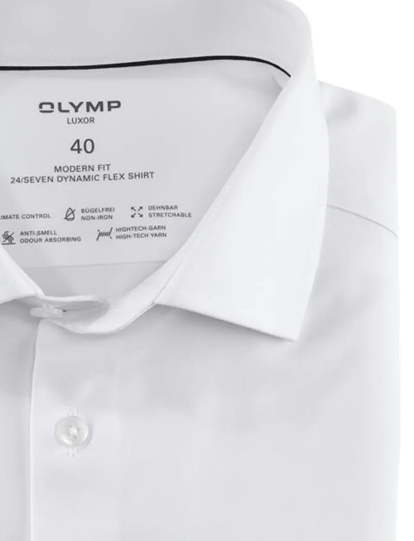 Olymp overhemd korte mouw wit effen