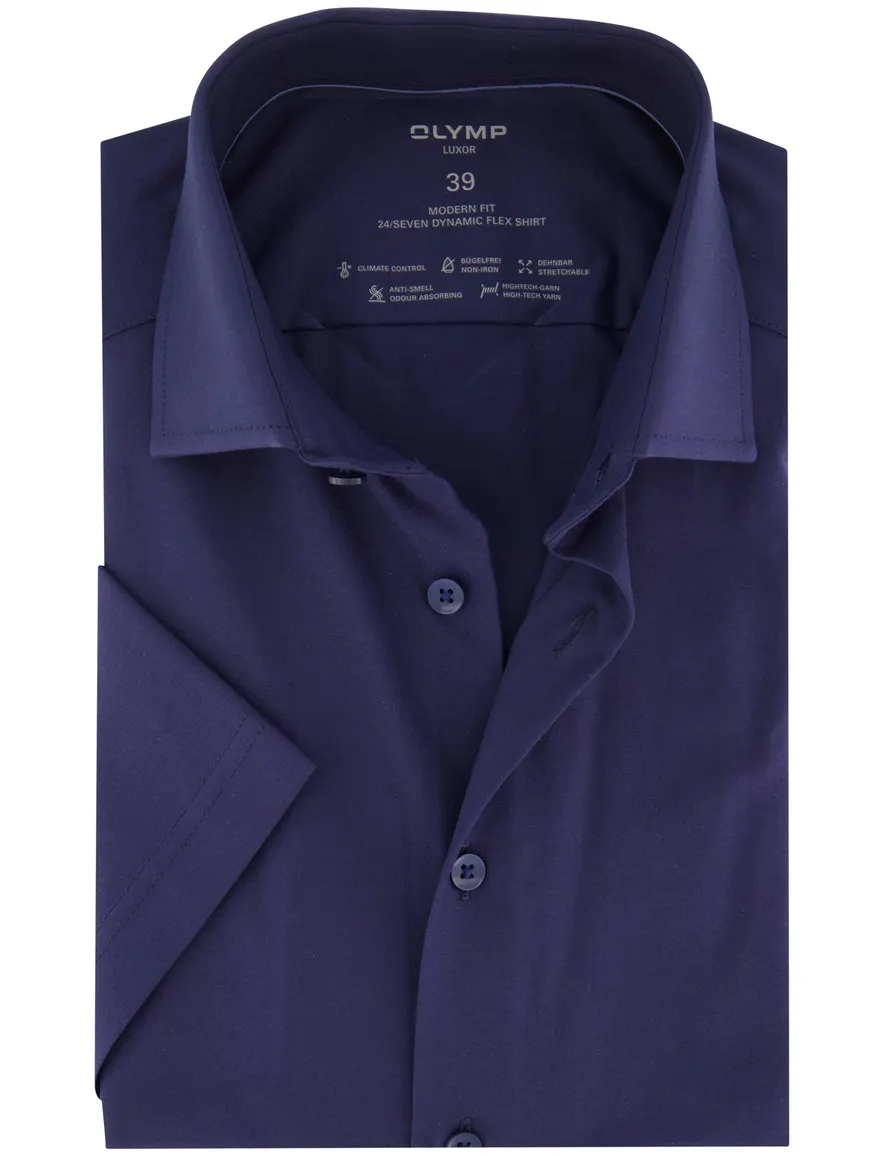 overhemd korte mouw donkerblauw Olymp Luxor Modern Fit