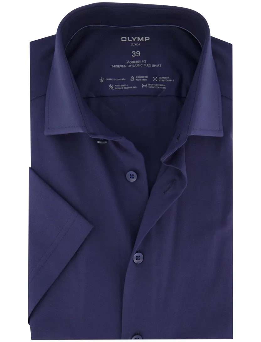 overhemd korte mouw Olymp Luxor Modern Fit donkerblauw