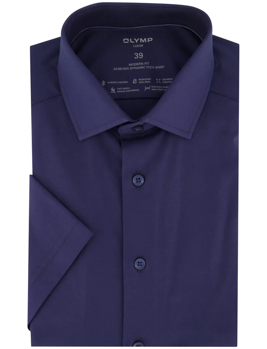 Olymp Luxor Modern Fit overhemd korte mouw donkerblauw