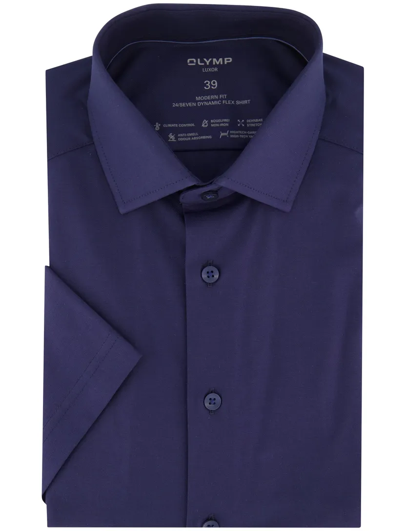 overhemd korte mouw Olymp Luxor Modern Fit donkerblauw