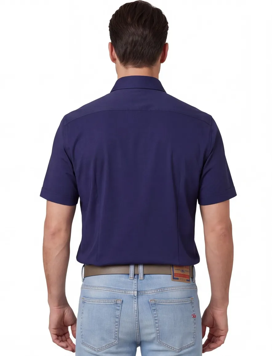 Olymp Luxor Modern Fit overhemd korte mouw donkerblauw