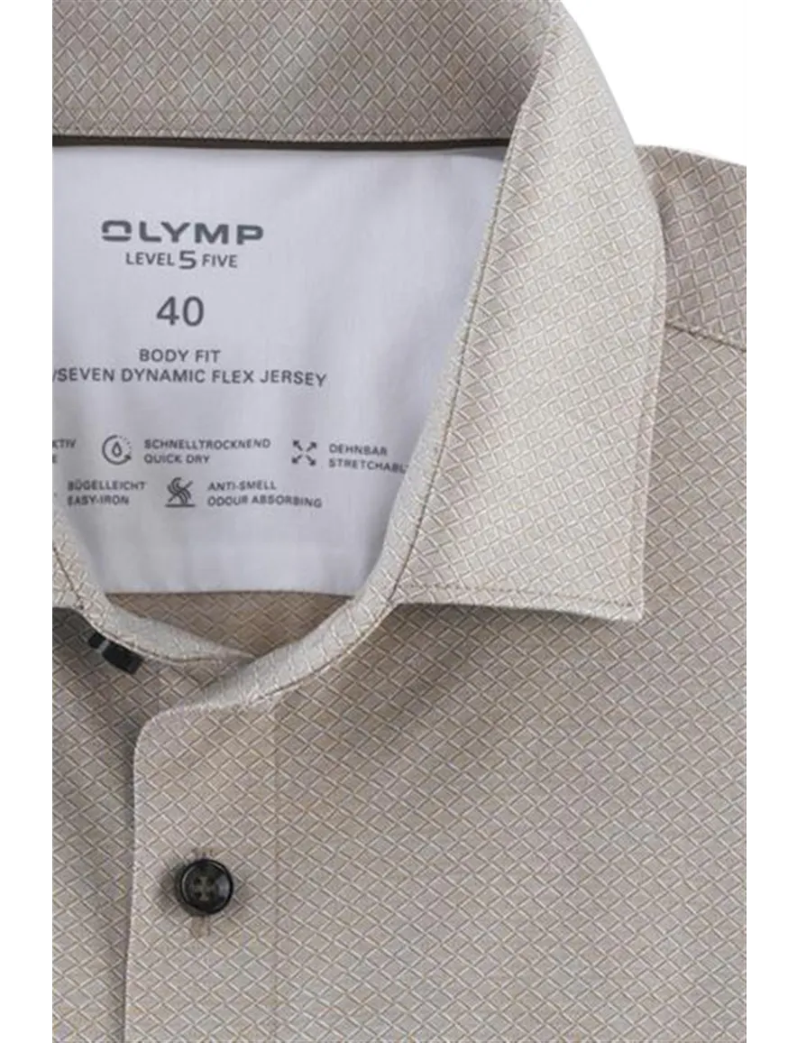 Olymp Level Five 24/Seven overhemd body fit beige