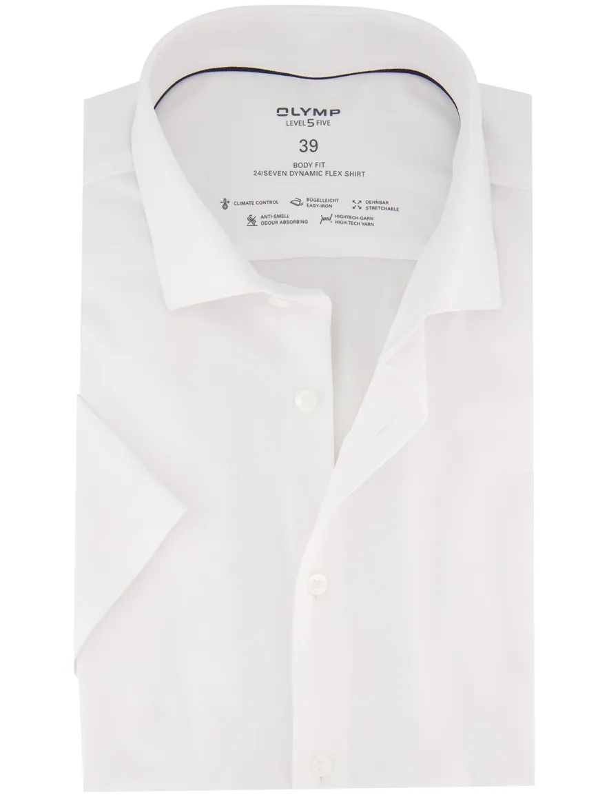 Olymp slim fit overhemd korte mouw wit effen
