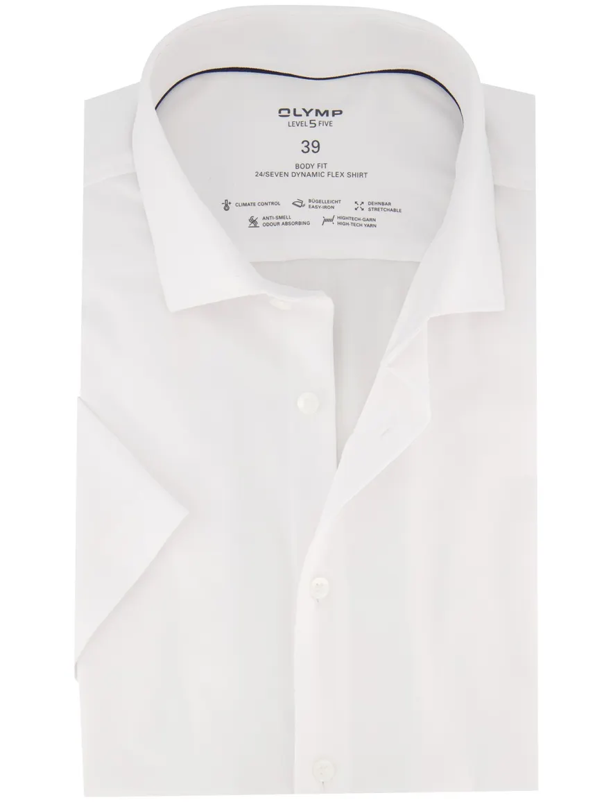 Olymp slim fit overhemd korte mouw wit effen
