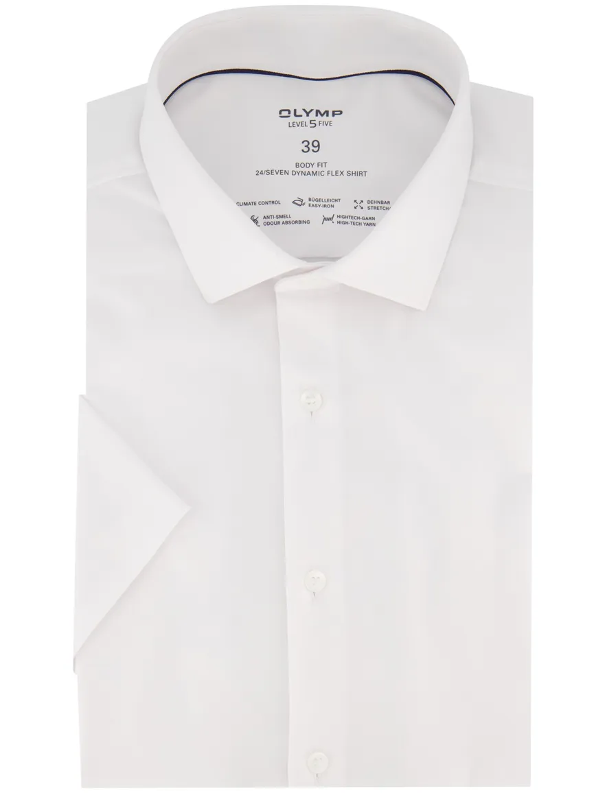 Olymp slim fit overhemd korte mouw wit effen