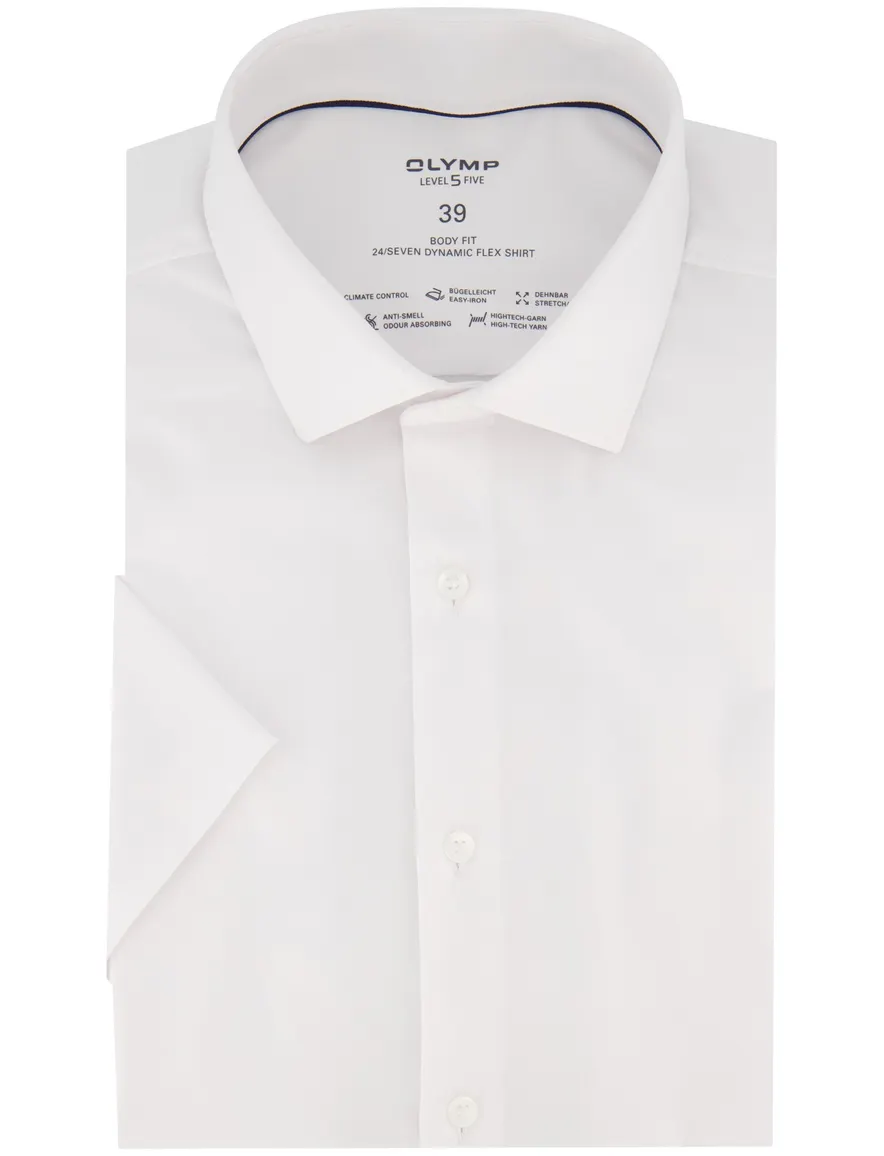 Olymp slim fit overhemd korte mouw wit effen
