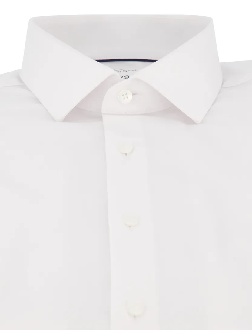 katoenen overhemd korte mouw Olymp slim fit effen wit