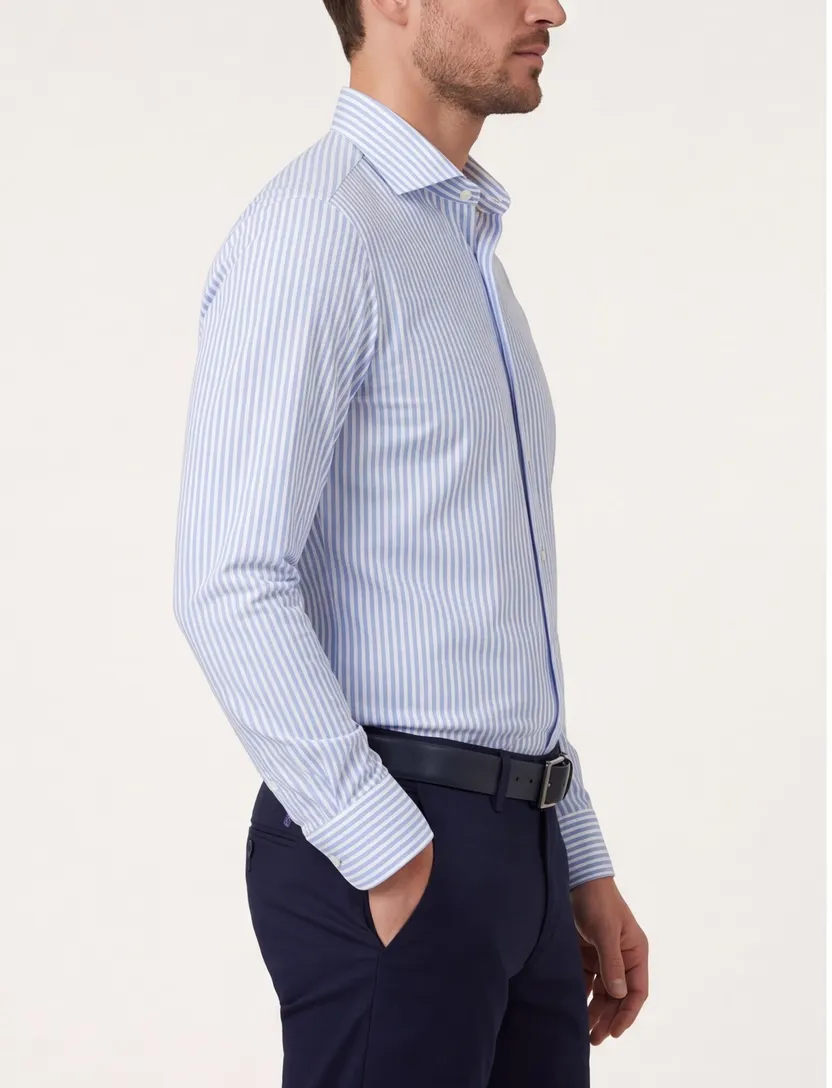 katoenen Olymp overhemd gestreept slim fit