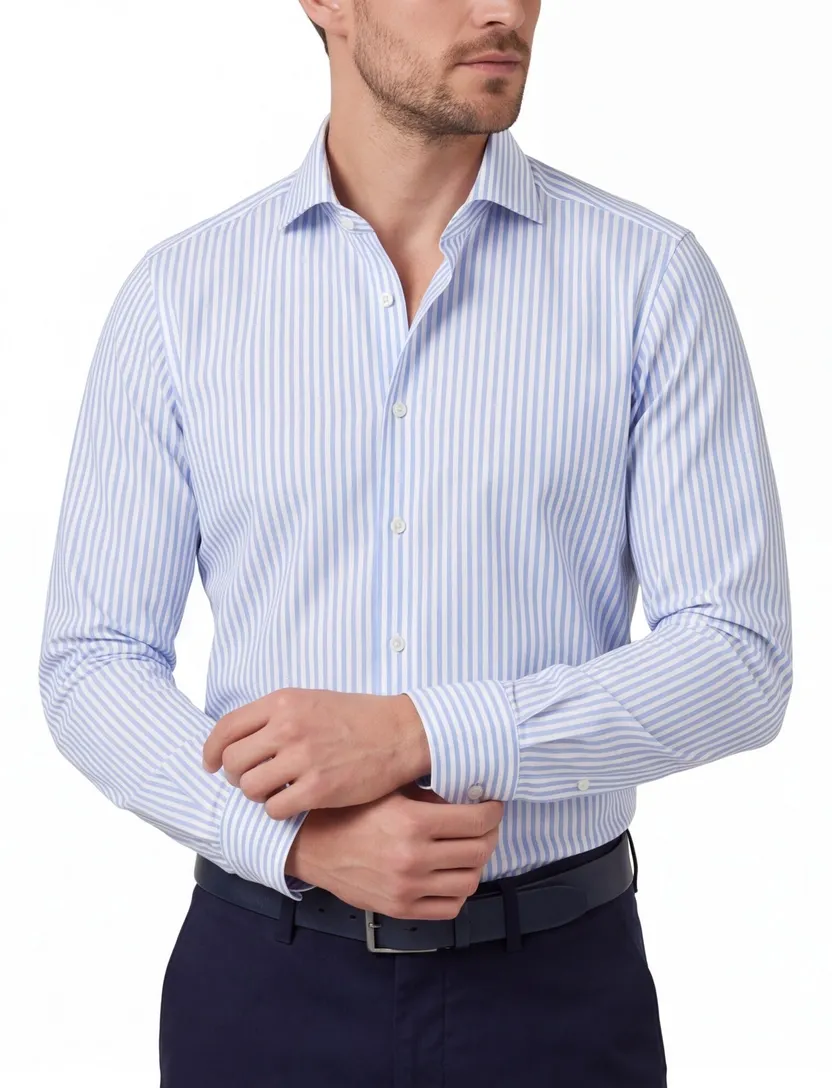 katoenen Olymp overhemd gestreept slim fit
