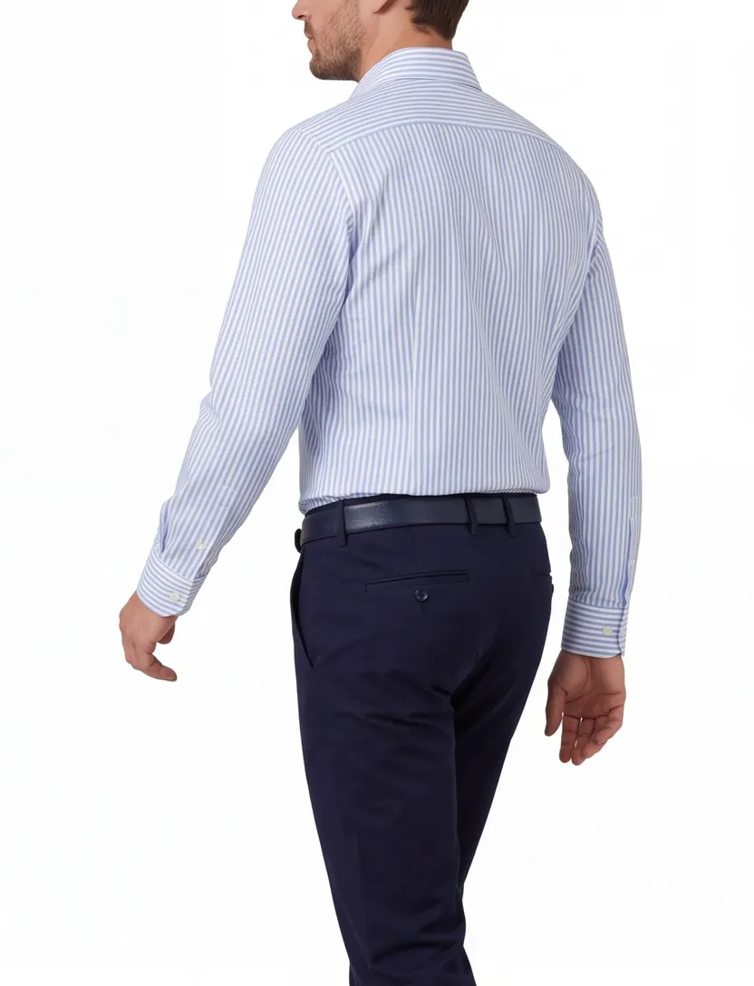 katoenen Olymp overhemd gestreept slim fit