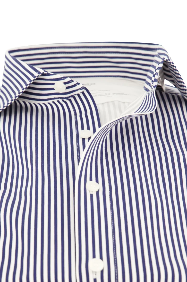 business overhemd Olymp donkerblauw gestreept katoen, stretch slim fit