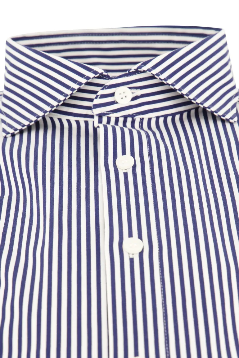 business overhemd Olymp donkerblauw gestreept katoen, stretch slim fit