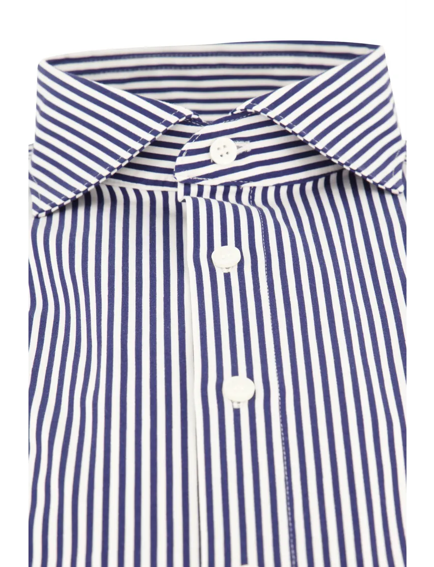 business overhemd Olymp donkerblauw gestreept katoen, stretch slim fit