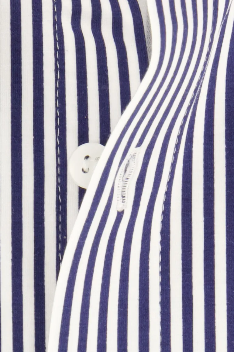 business overhemd Olymp donkerblauw gestreept katoen, stretch slim fit