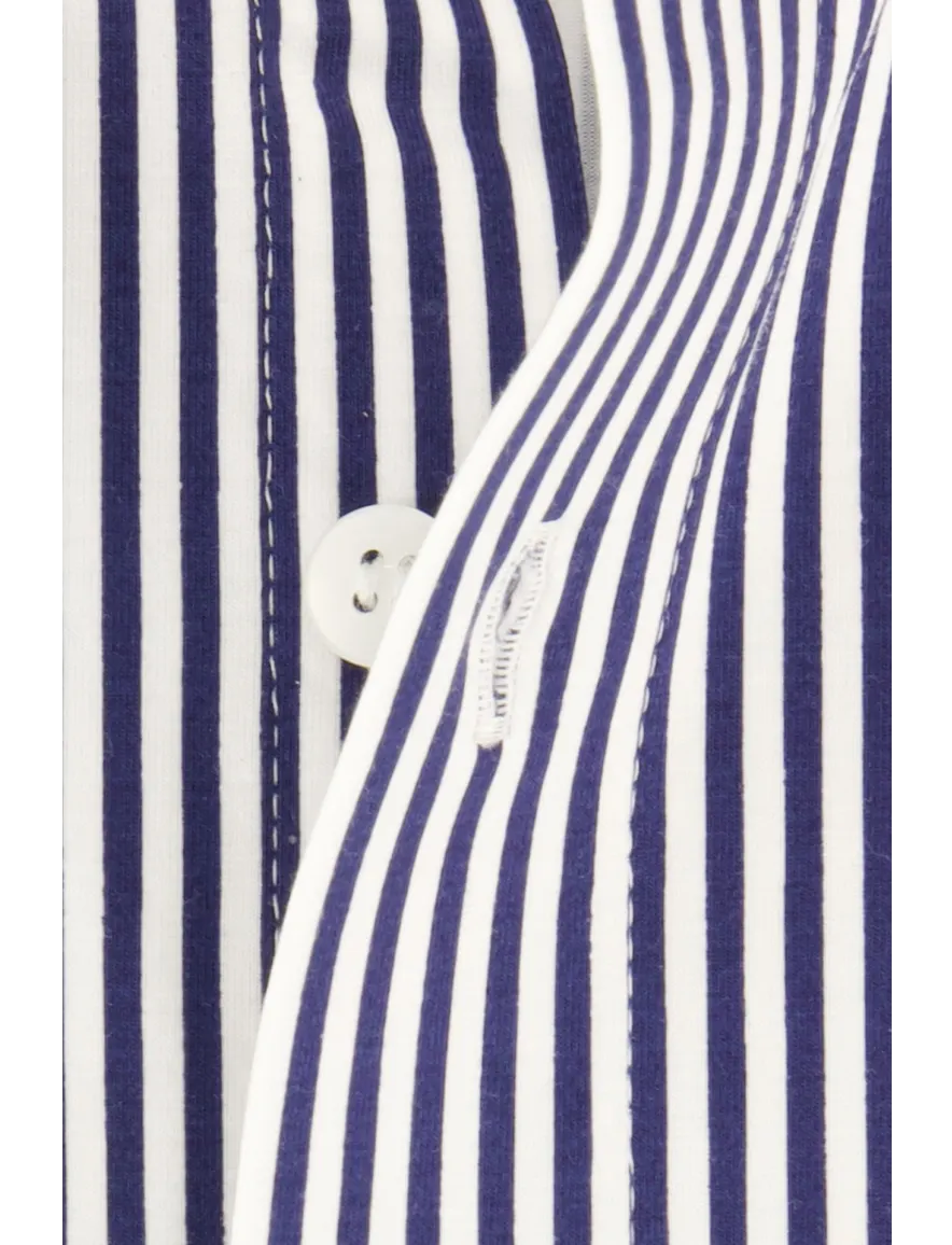 business overhemd Olymp donkerblauw gestreept katoen, stretch slim fit