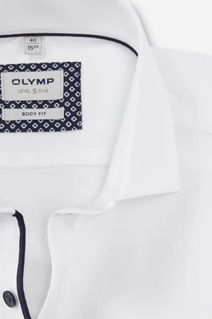 Olymp overhemd wit Body Fit zwarte details