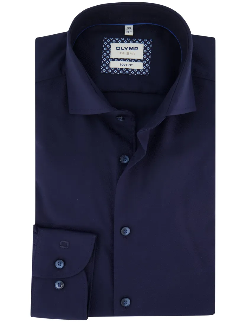 Olymp overhemd donkerblauw effen slim fit