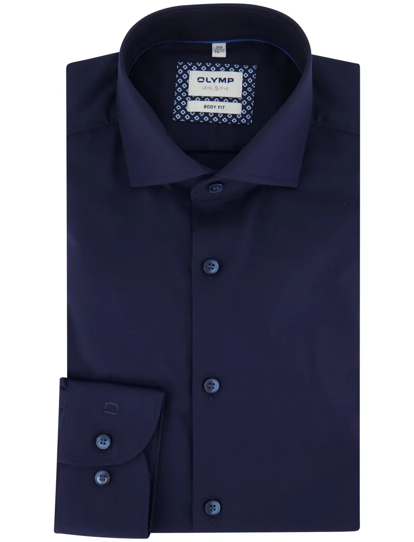 Olymp overhemd donkerblauw effen slim fit