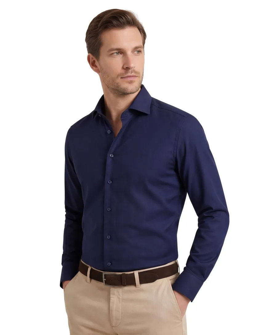 Olymp overhemd donkerblauw effen slim fit
