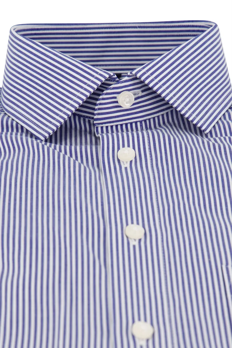 Olymp overhemd mouwlengte 7 normale fit blauw gestreept katoen