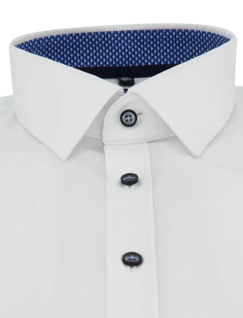 Olymp Overhemd Super slim fit mouwlengte 7 wit effen katoen