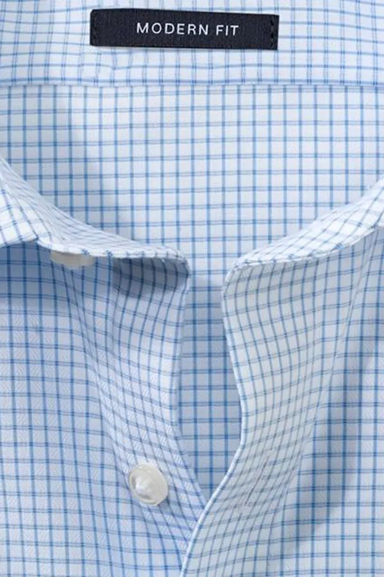 Olymp overhemd blauw geruit normale fit