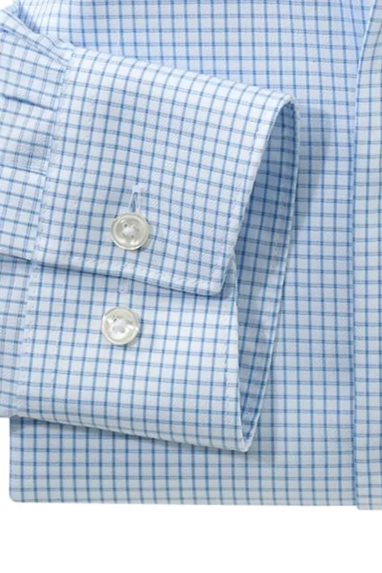 Olymp overhemd blauw geruit normale fit