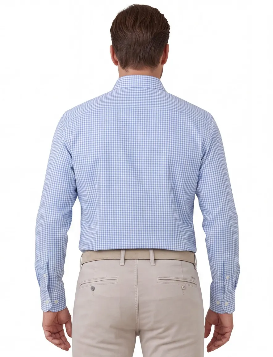 Olymp overhemd blauw geruit normale fit