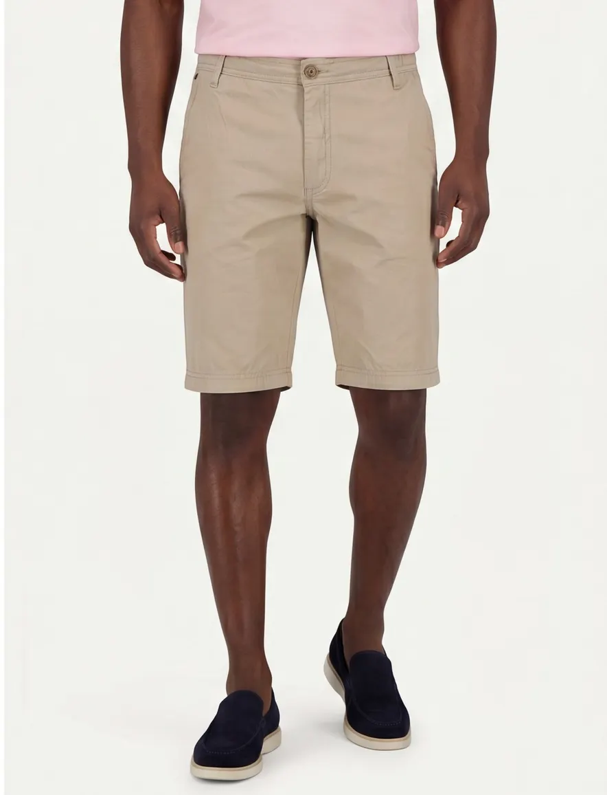 Katoenen Gardeur korte broek beige uni
