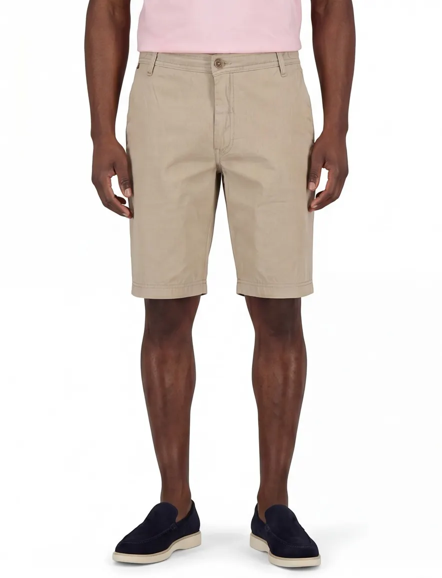 Katoenen Gardeur korte broek beige uni