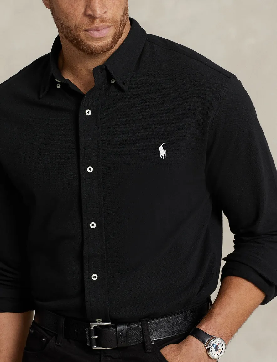 Polo Ralph Lauren overhemd katoen zwart normale fit Big&Tall