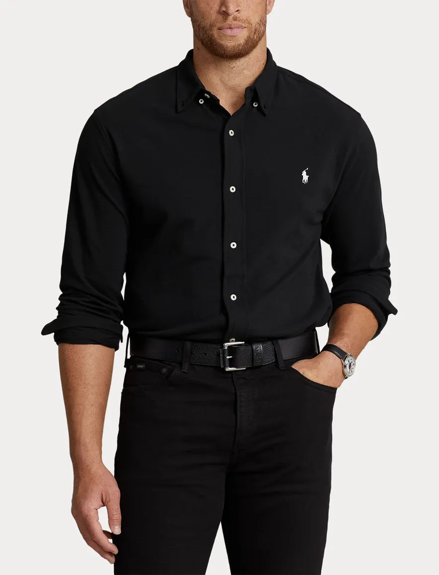 Polo Ralph Lauren overhemd katoen zwart normale fit Big&Tall