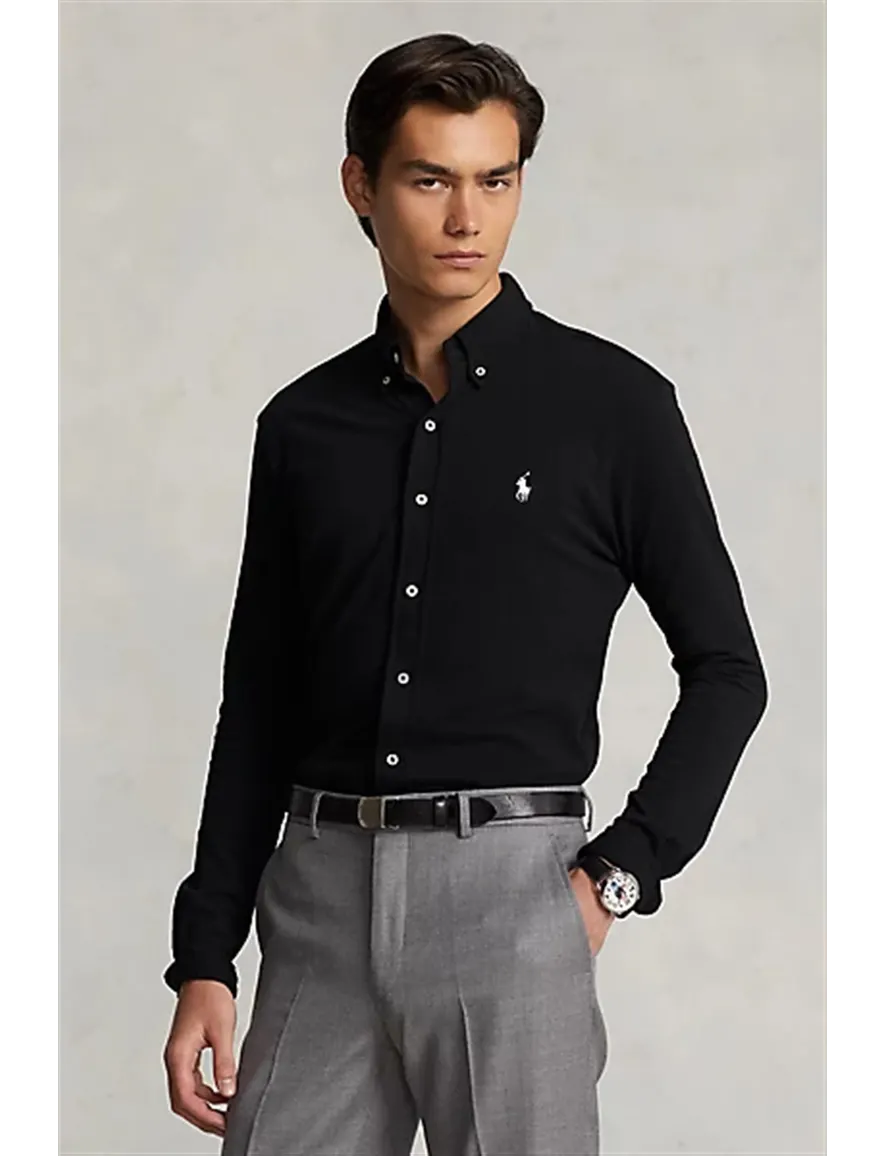 Polo Ralph Lauren overhemd katoen zwart normale fit Big&Tall