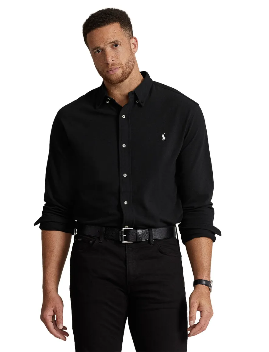 Polo Ralph Lauren overhemd katoen zwart normale fit Big&Tall