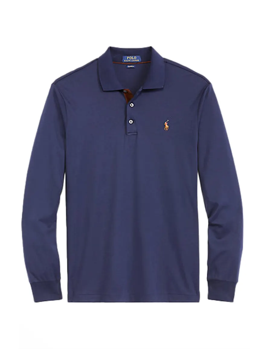 Polo Ralph Lauren polo normale fit donkerblauw effen katoen Big & Tall