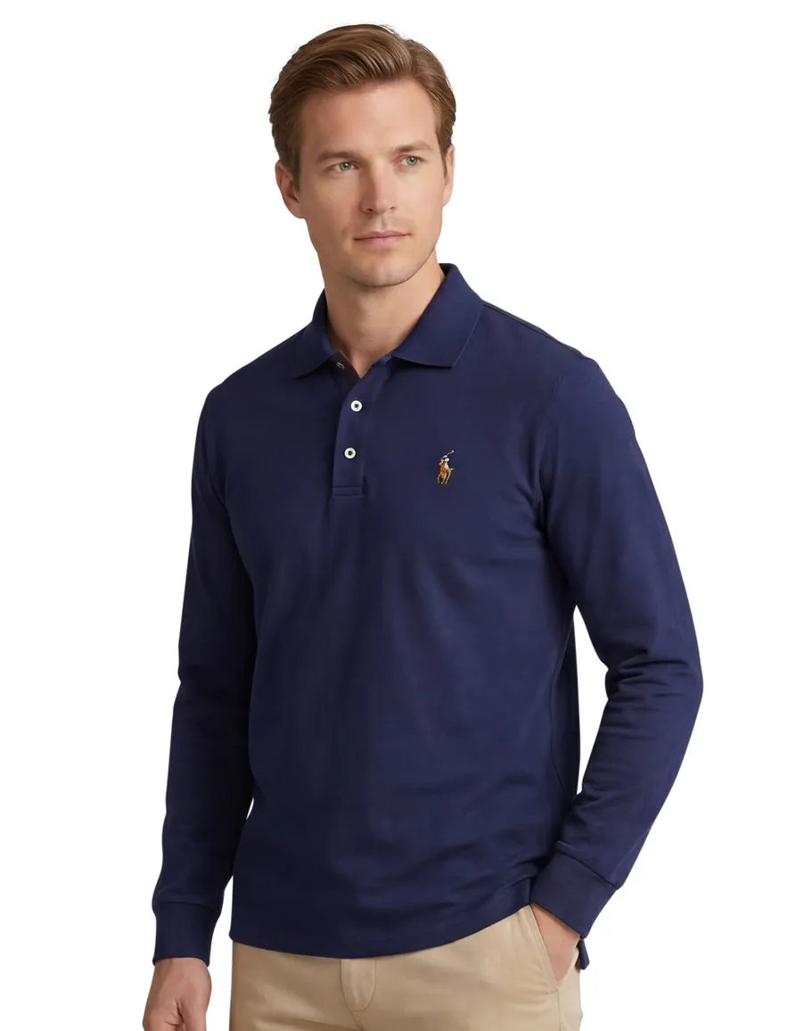 Polo Ralph Lauren polo normale fit donkerblauw effen katoen Big & Tall