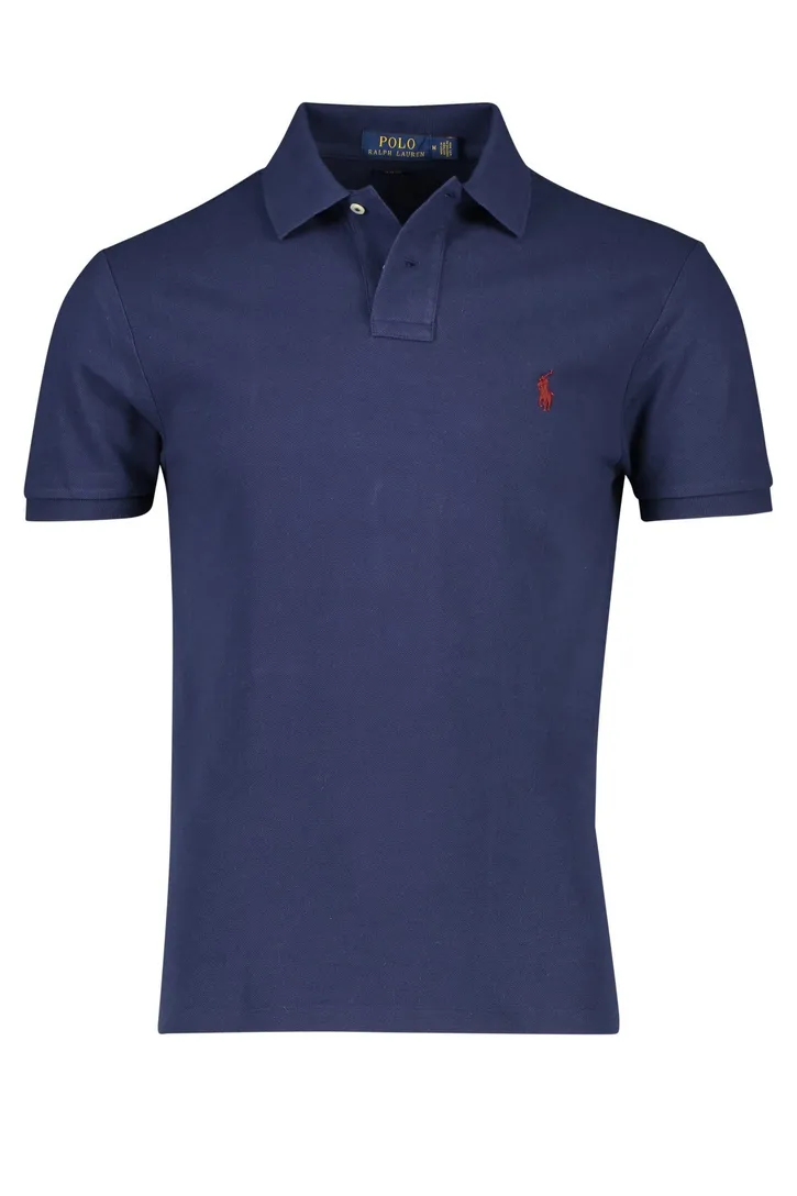 Polo Ralph Lauren Big & Tall polo normale fit donkerblauw effen katoen 2 knoops