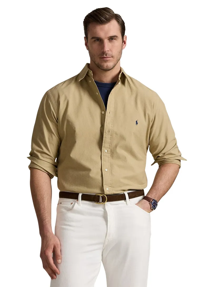 Beige Polo Ralph Lauren casual overhemd normale fit katoen