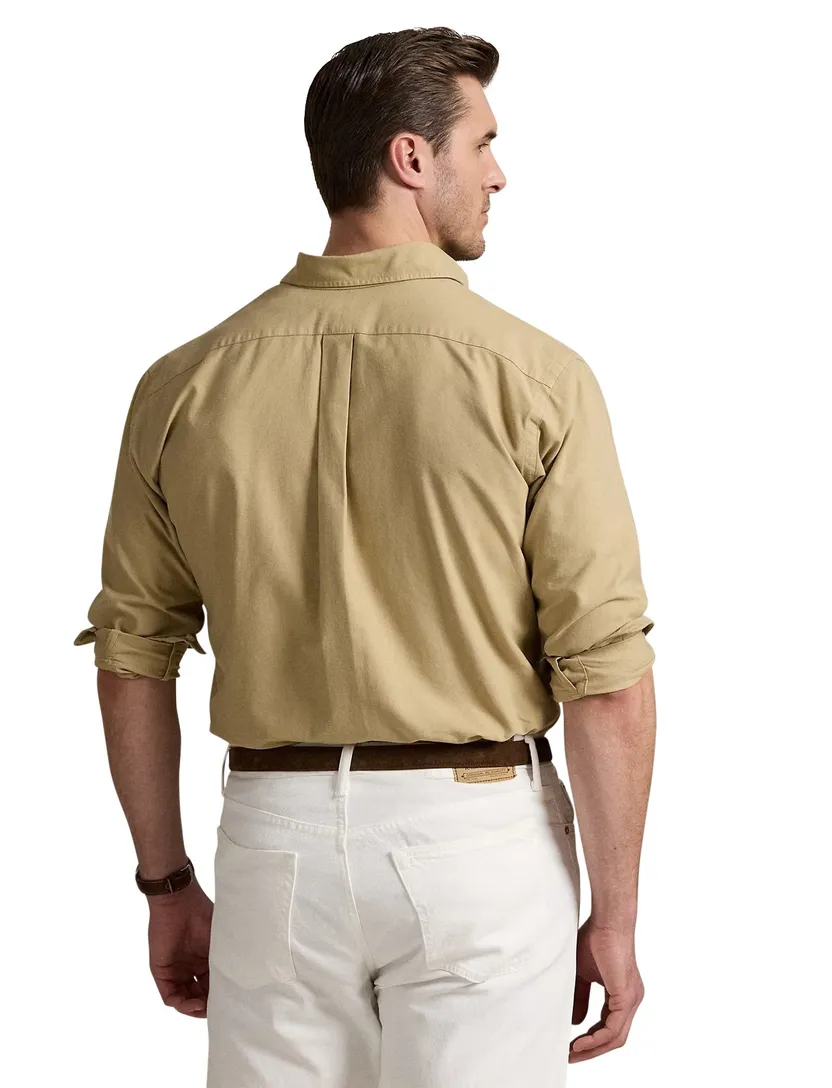 Beige Polo Ralph Lauren casual overhemd normale fit katoen