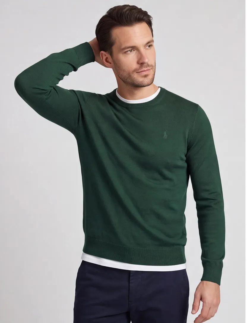 Polo Ralph Lauren Big & Tall trui ronde hals groen effen wol