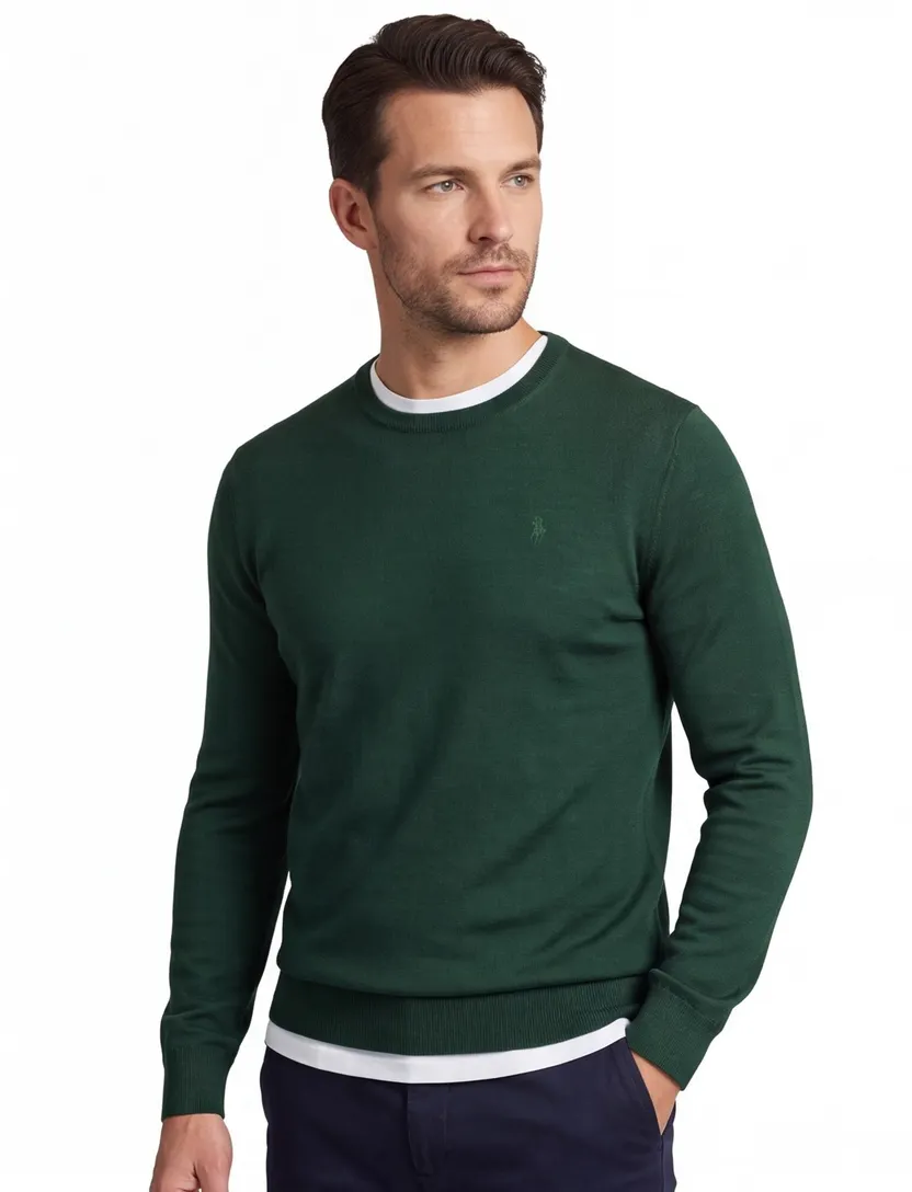 Polo Ralph Lauren Big & Tall trui ronde hals groen effen wol