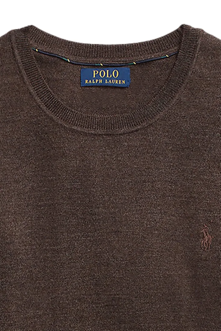 Polo Ralph Lauren trui ronde hals bruin effen 100% wol Big & Tall