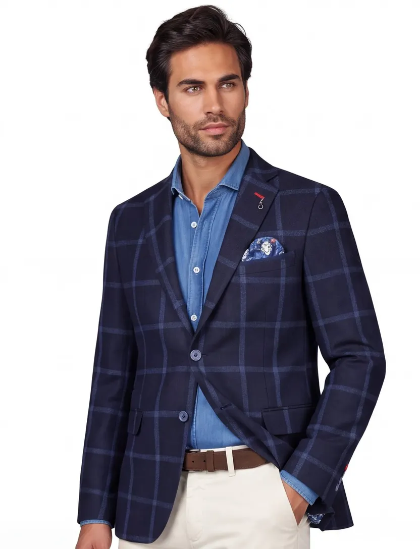 A Fish Named Fred colbert wol slim fit geruit