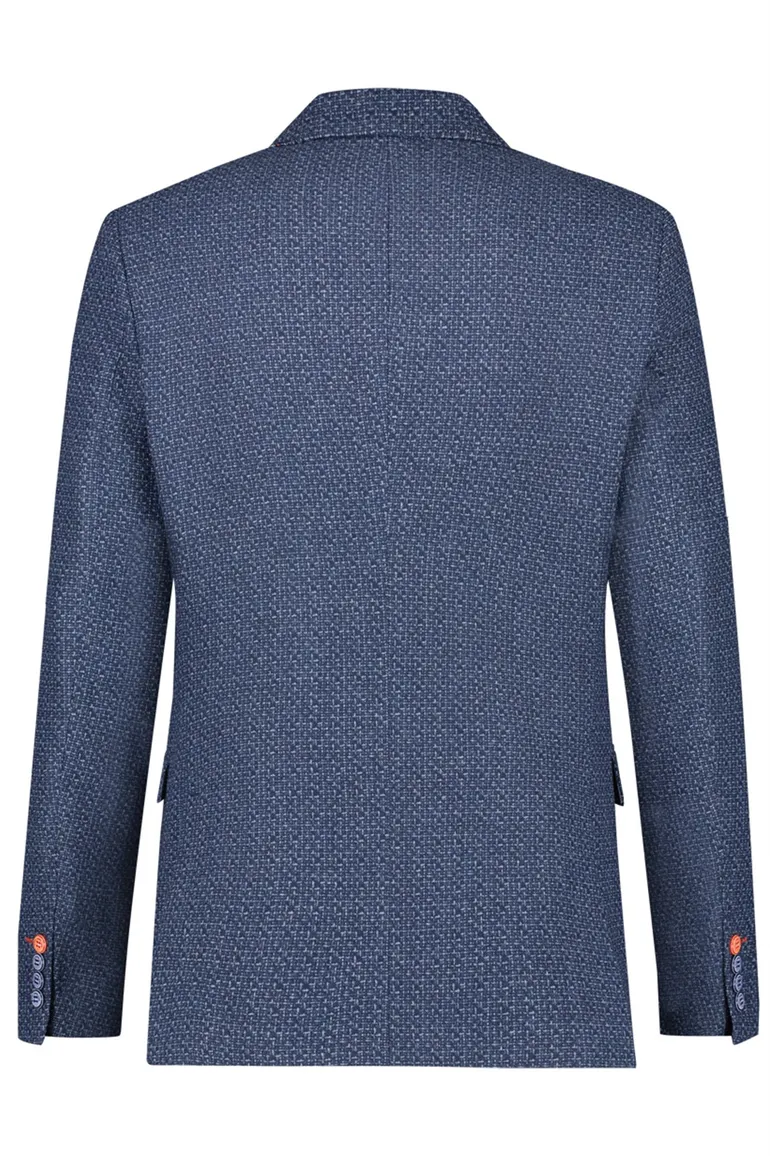 A Fish Named Fred colbert blauw gemêleerd wol slim fit